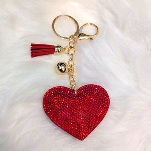 Red Heart Shape Studded Purse Charm